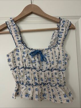 Cotton cropped milkmaid sleeveless top